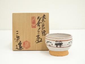 赤膚焼　小川二楽造　奈良絵ぐい呑（共箱）